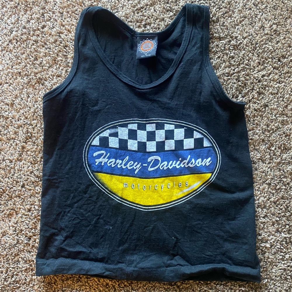 Chemise Crop Top Vintage Harley Davidson - Taille L - Noir Unisexe